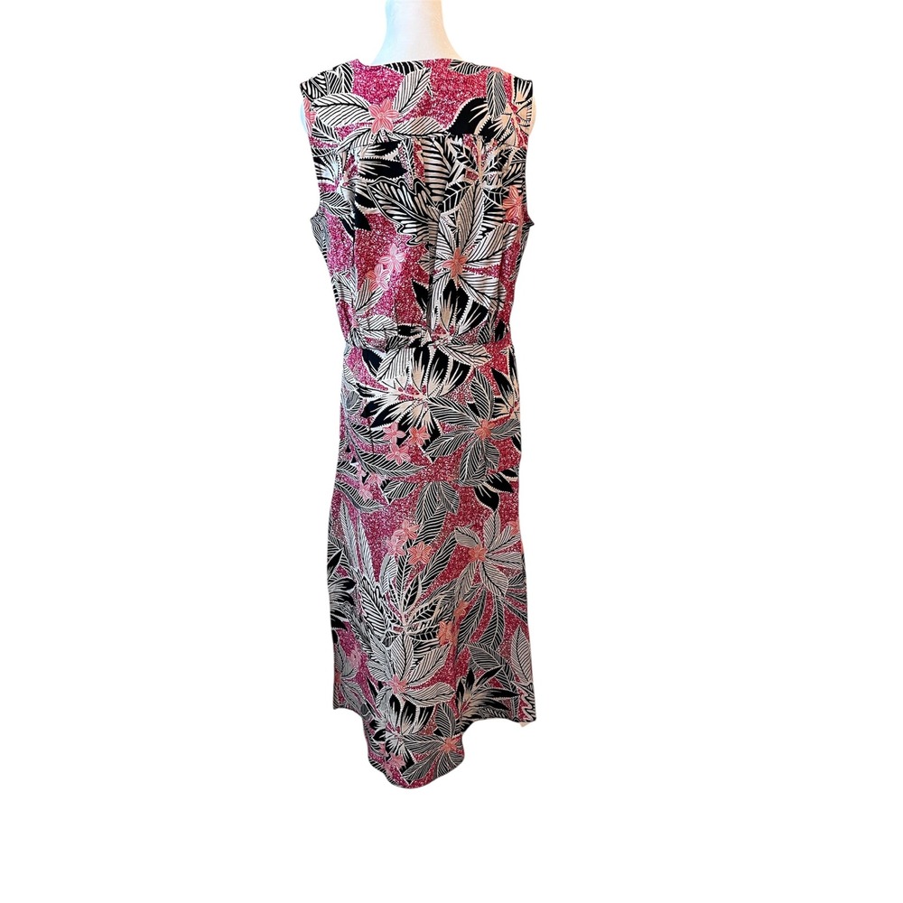 Liz‎ Claiborne Midi Dress Tropical Print Sleeveless V-Neck Casual Size M - Picture 2 of 8